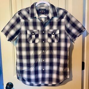 American Eagle Outfitters 2012 Black/Gray/Purple Button Down Short Sleeve Shirt